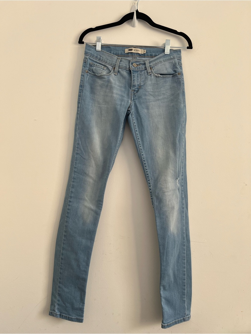 Levi’s 524 Skinny Jeans Size 3 Light Blue/Light Wash Y2K Distressed Denim